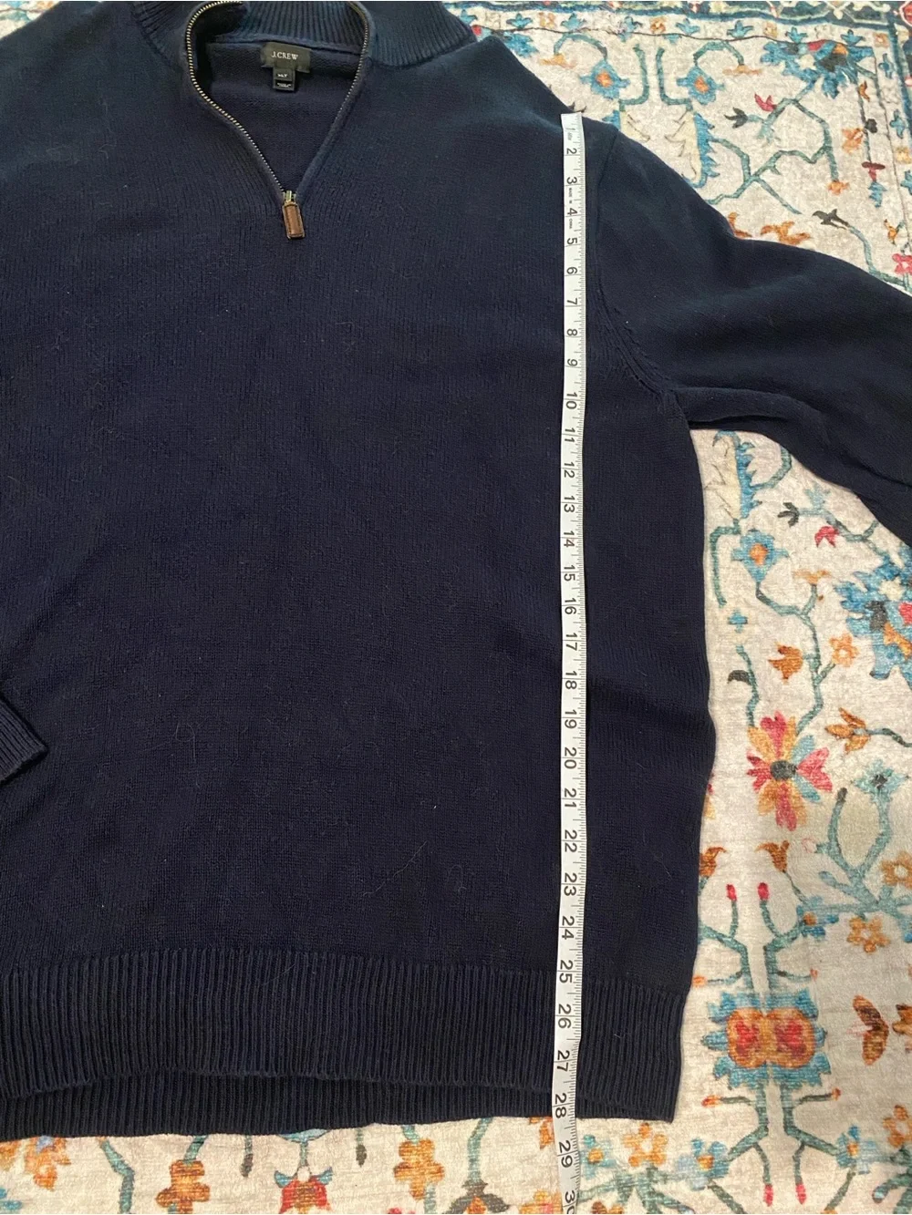 J. Crew Navy Zip-Front Mock Neck Sweater